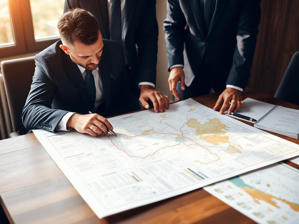 Reunião de análise de um plano de escala empresarial